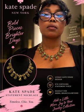 kate spade Gold-Tone Necklace with Olive Green Stones
